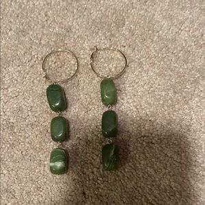 Elegant Green Stone Dangle Earrings